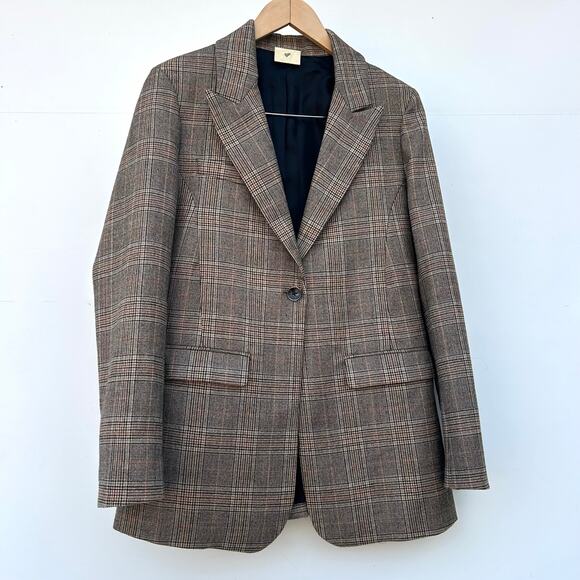 Julie Fagerholt Heartmade Blazer Glen Plaid Check Wool 4 Scandi Jacket 36 - Picture 1 of 10